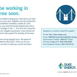 After Fire, Duke Energy Plans Markley Substation Work